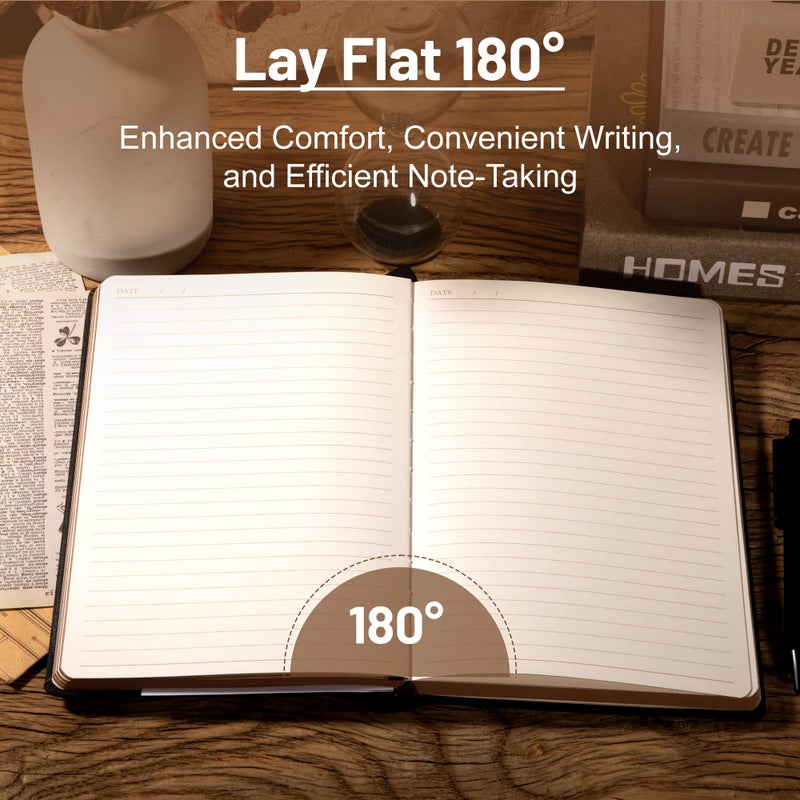 CAGIE Compass Leather Notebook Journal for Men, 100 GSM 288 Pages Lined Journals for Writing, A5 Hardcover Journaling Notebooks Gift Set with Pen for Travel Office Daily Writing - Image 4