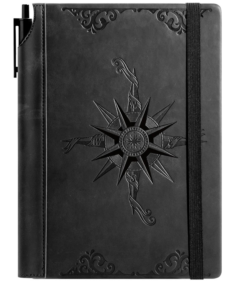 CAGIE Compass Leather Notebook Journal for Men, 100 GSM 288 Pages Lined Journals for Writing, A5 Hardcover Journaling Notebooks Gift Set with Pen for Travel Office Daily Writing - Image 1