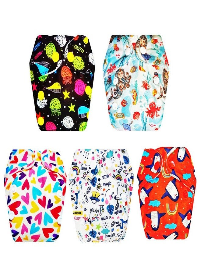 حفاضات قماشية فاخرة من دمبلدو للأطفال حديثي الولادة مع حشوة داخلية (عبوة من 5 قطع) | ناعمة ولطيفة | قابلة لإعادة الاستخدام والغسل | مناسبة للسفر | موثوق بها من قبل الأمهات | من 0 إلى 4 أشهر | للجنسين - Image 1