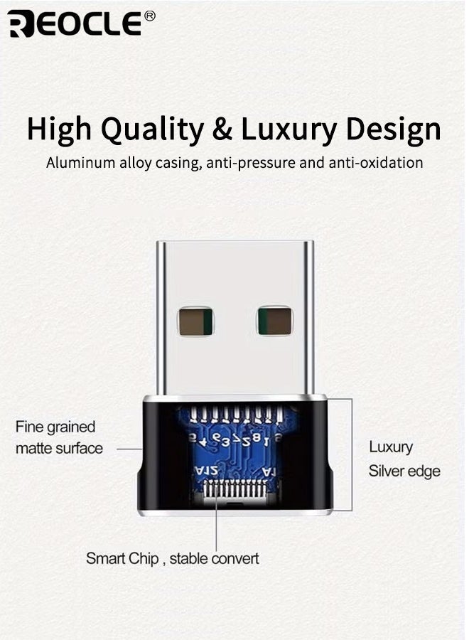REOCLE USB to Type-C Adapter Safe Charging Fast Transfer OTG Function Portable Charger Cable Converter for Air Pods IPhone Ipad and MacBook - Image 2