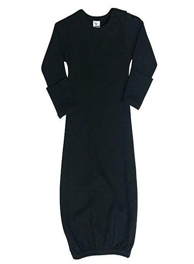 Laughing Giraffe Baby Infant Blank Long Sleeve Sleeper Gown With Mitten Cuffs - Black (0-3 Months -3850)