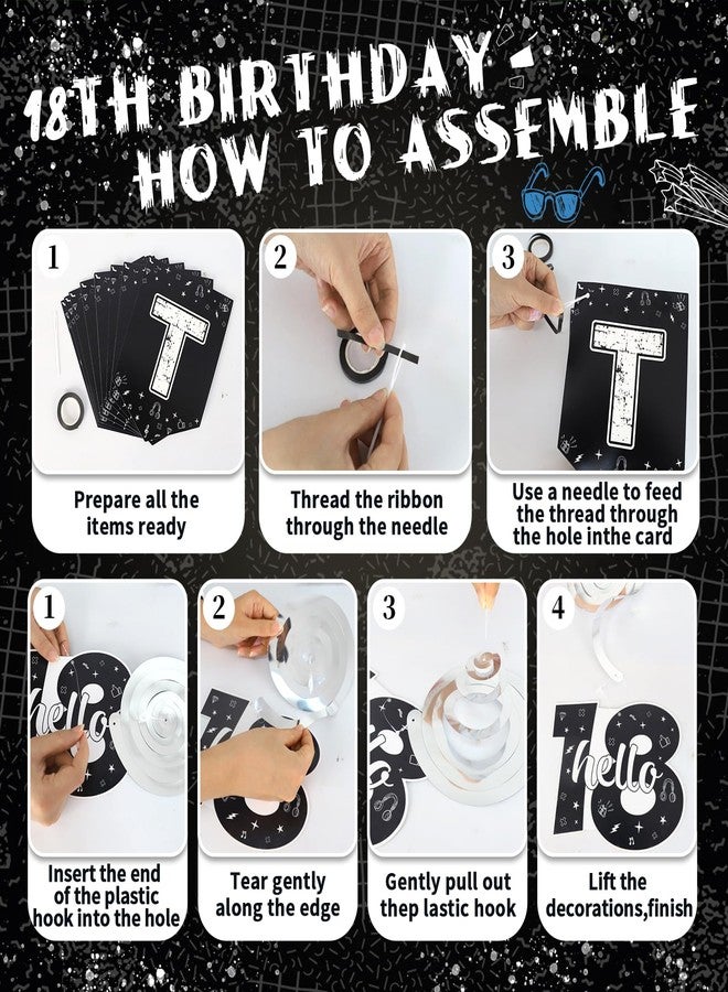 PARTY TONIGHT 18th Birthday Party Supplies, Black 18th Birthday Decorations for Boys And Girls Include 18th Birthday Cake Topper, Time To Adult Banner, Background, Balloons, Happy 18 Year Old Birthday Decorations - Image 3