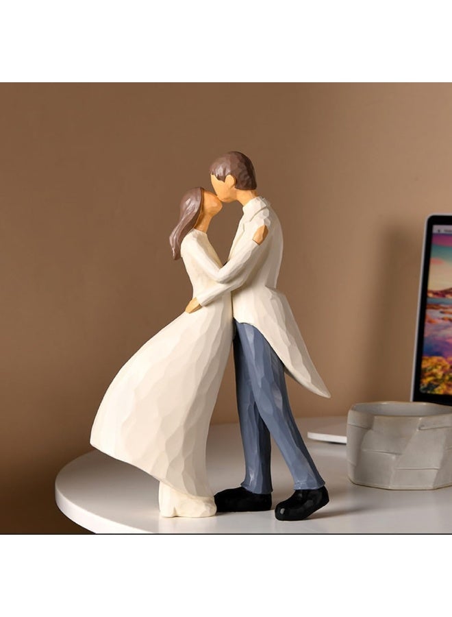YINZUO YINZUO Romantic Couple Figurines Handcrafted Wedding and Anniversary Decoration Set, Elegant Resin Sculptures for Home Décor, Love-Themed Gifts for Special Occasions (Design 1) - Image 1