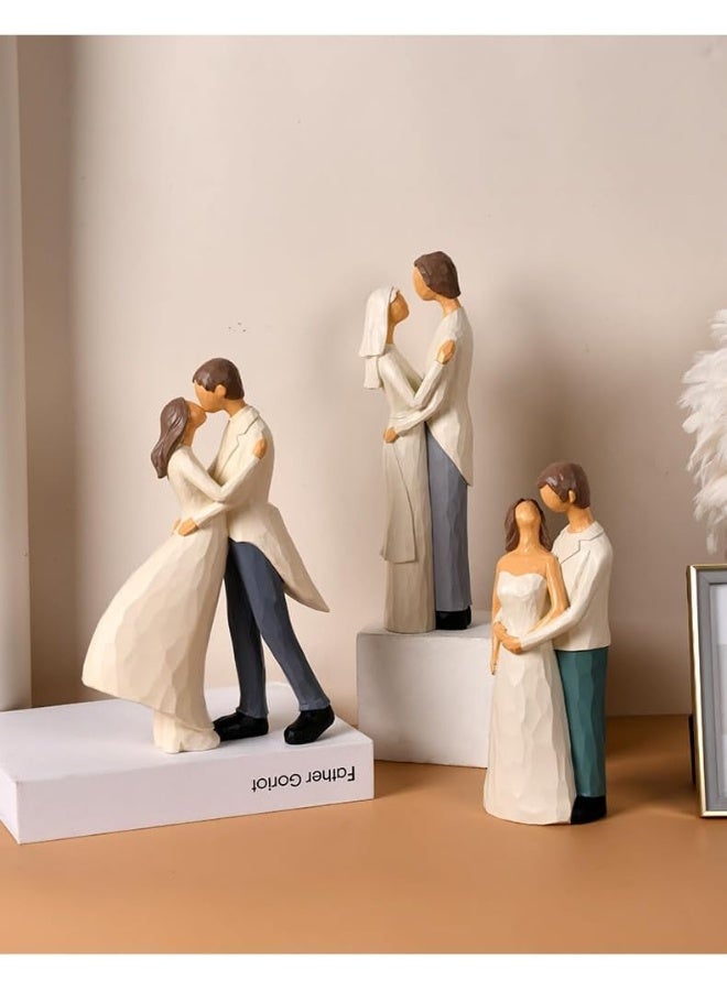 YINZUO YINZUO Romantic Couple Figurines Handcrafted Wedding and Anniversary Decoration Set, Elegant Resin Sculptures for Home Décor, Love-Themed Gifts for Special Occasions (Design 1) - Image 5