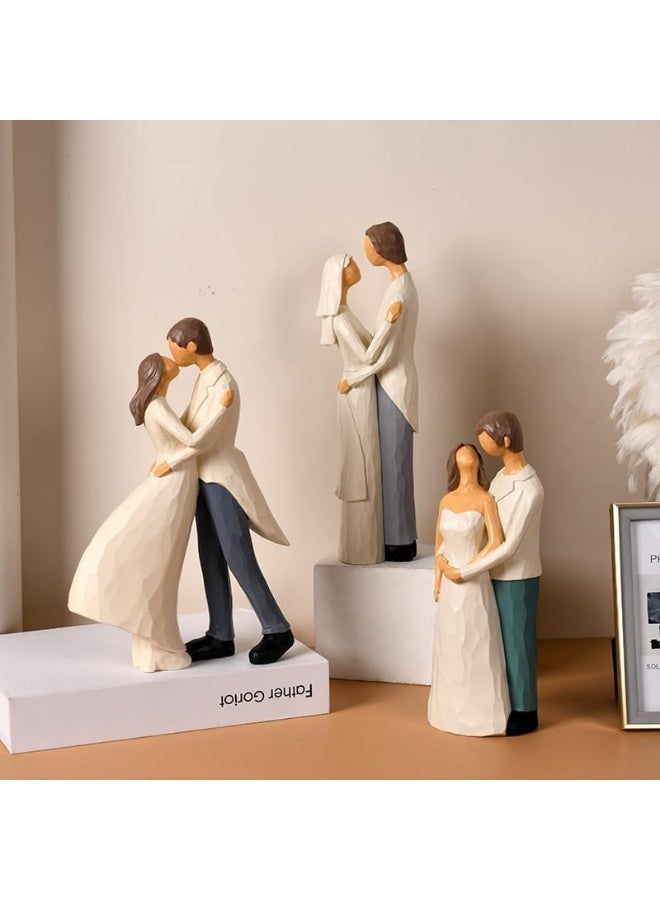 YINZUO YINZUO Romantic Couple Figurines Handcrafted Wedding and Anniversary Decoration Set, Elegant Resin Sculptures for Home Décor, Love-Themed Gifts for Special Occasions (Design 1) - Image 3