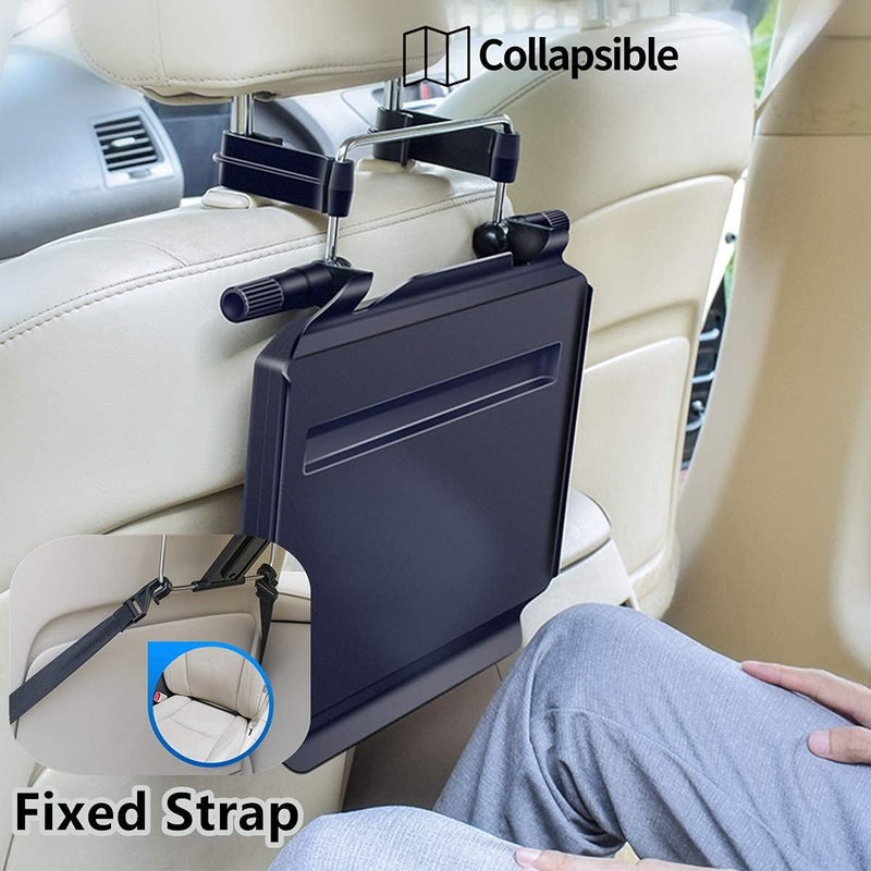 Xergur 2 in 1 Car Steering Wheel Tray/Back Seat Headrest Tray for Eating Food Drink and Writing Laptop Work, Black Car Desk - Image 3