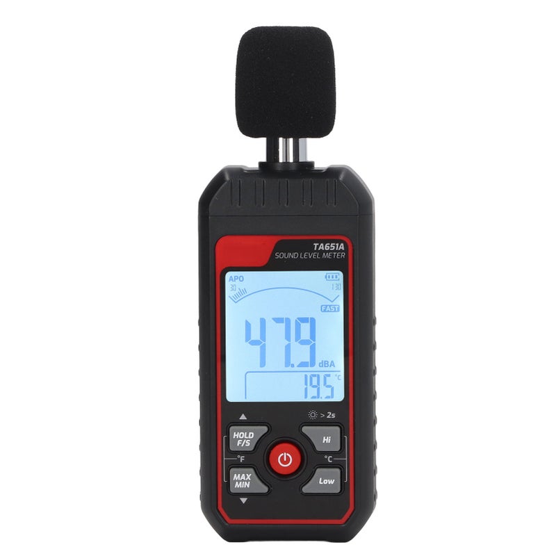 Sound Level Meter Sensitive Accurate Measurement Quick Response LCD Backlit Noise Tester Black - Image 2