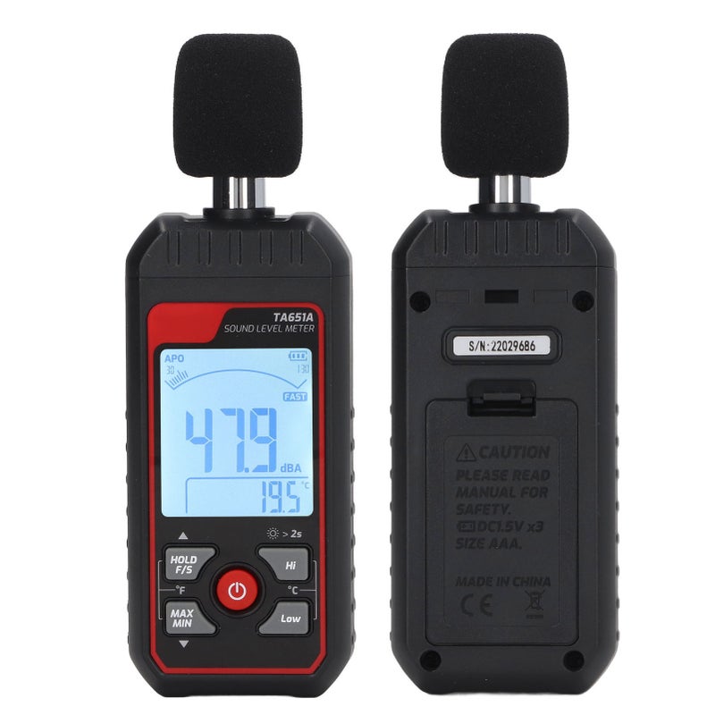 Sound Level Meter Sensitive Accurate Measurement Quick Response LCD Backlit Noise Tester Black - Image 3