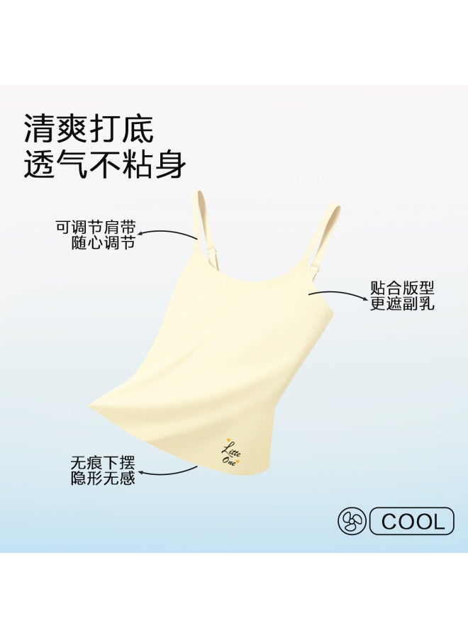 Red Bean Padded Camisole For Women, Seamless Silk-Like Undershirt, Wearable As Outerwear, Fashionable Back Design - Image 3