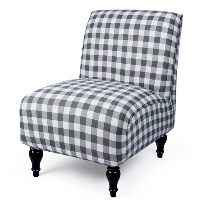 ARMLESS ACCENT SLIPPER CHAIR COVER SLIPCOVERSTRETCH SPANDEX PRINTED REMOVABLE NONSLIP SILP COVER FOR ACCENT CHAIR WITHOUT ARMS FOR LIVING DINING ROOMDARKGREYWHITE