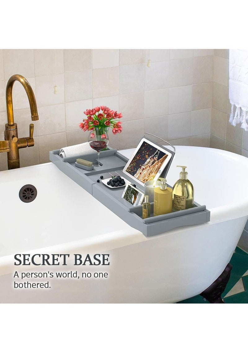 Sharpdo Bathtub Storage Tray - Bamboo Adjustable Bathroom Storage Tray for Luxurious SPA or Reading  - Image 4