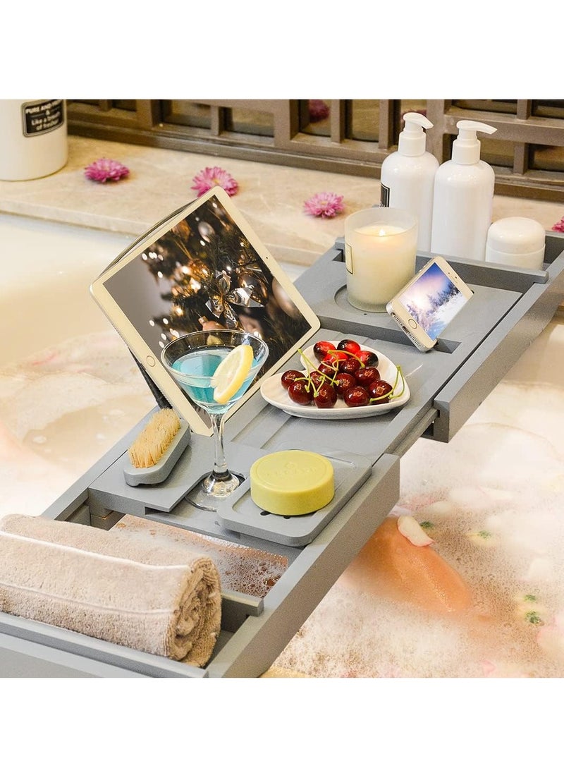 Sharpdo Bathtub Storage Tray - Bamboo Adjustable Bathroom Storage Tray for Luxurious SPA or Reading  - Image 1