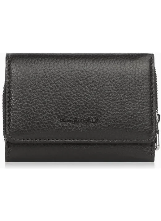 Cengiz Pakel Genuine Leather Women's Wallet-Portfolio 65275-BLACK
