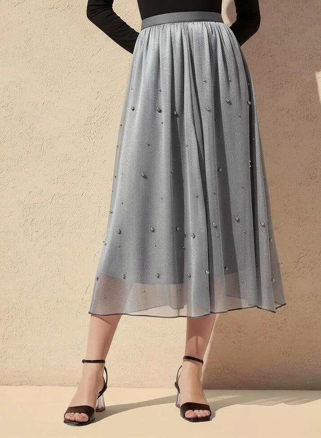 سبلاش فيڤ Midi A-line Skirt with Elasticated Waistband