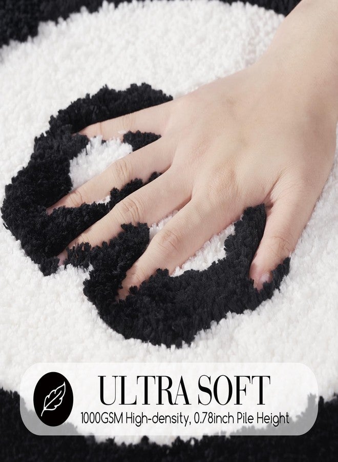 ELDONE سجادة إلدون السوداء على شكل كرة 8، سجادة دائرية فريدة وجميلة وممتعة بحجم 24" لغرفة النوم والحمام وغرفة المعيشة والسكن الجامعي، غير قابلة للانزلاق وقابلة للغسل، سجادة أرضية جمالية غريبة، هدية مضحكة لعشاق البلياردو - Image 4