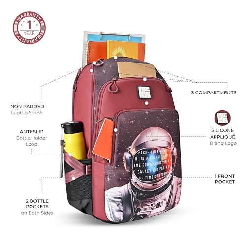 Gear Cosmonaut Backpack 17"/30L Medium Water Resistant School Bag/Casual Backpack/Daypack/Kids Bag for Boys/Girls (Maroon-White) - Image 4