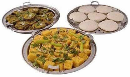 WayMore® Stainless Steel Idli Dhokla Cooker Multi Kadai with Copper Bottom All-in-One Big Size 6 Plate, 2 Idli Steamer | 1 Mini Idli | 2 Dhokla Steamer | 1 Patra | Momos Steamer | 4 in 1 | 28.5 cm Dia. - Image 4