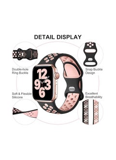 ten.tech Silicone Sport Band for Apple Watch Ultra/Ultra 2 49mm 45mm 44mm 42mm, Waterproof Breathable Soft Silicone Sport Band for iWatch Ultra SE 8/7/6/5/4/3/ 2/1, from Tin Tech Black & Pink  - Image 3