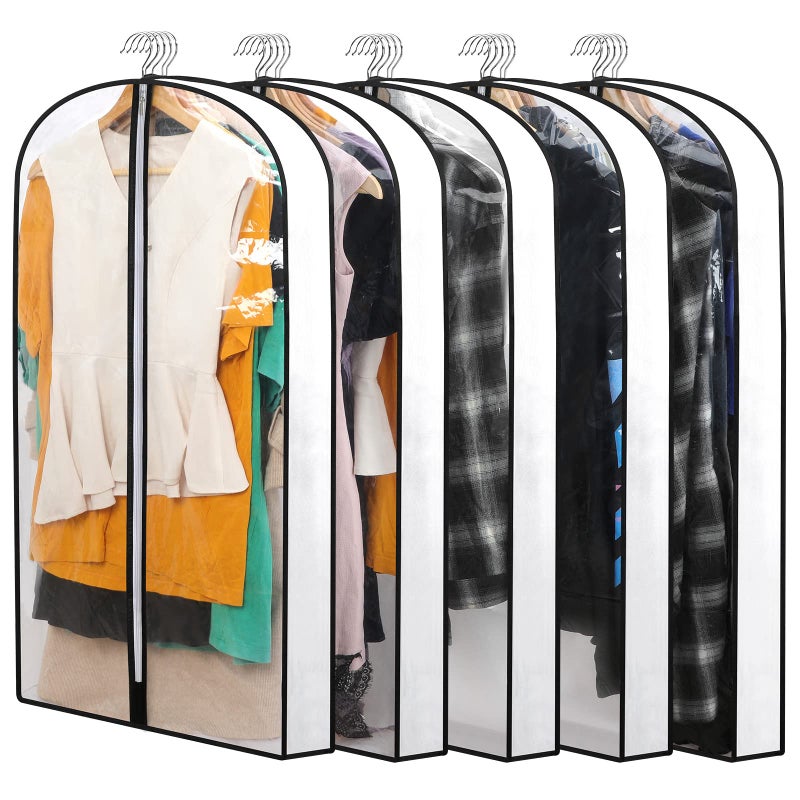 YYDSLEE Clear Garment Bags for Hanging Clothes Storage 4 Gusset Suit Bags for Closet Storage Bags Dust Covers for Clothes Sweater Bags Garment Cover Clothes Protector 24x 40x 4 5 Pack
