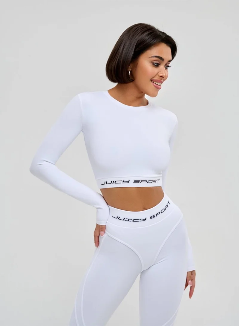 Bona Fide Rashguard Midi Juicy White Rashguard Midi Juicy Crop Gym Top for Women | Best Price UAE