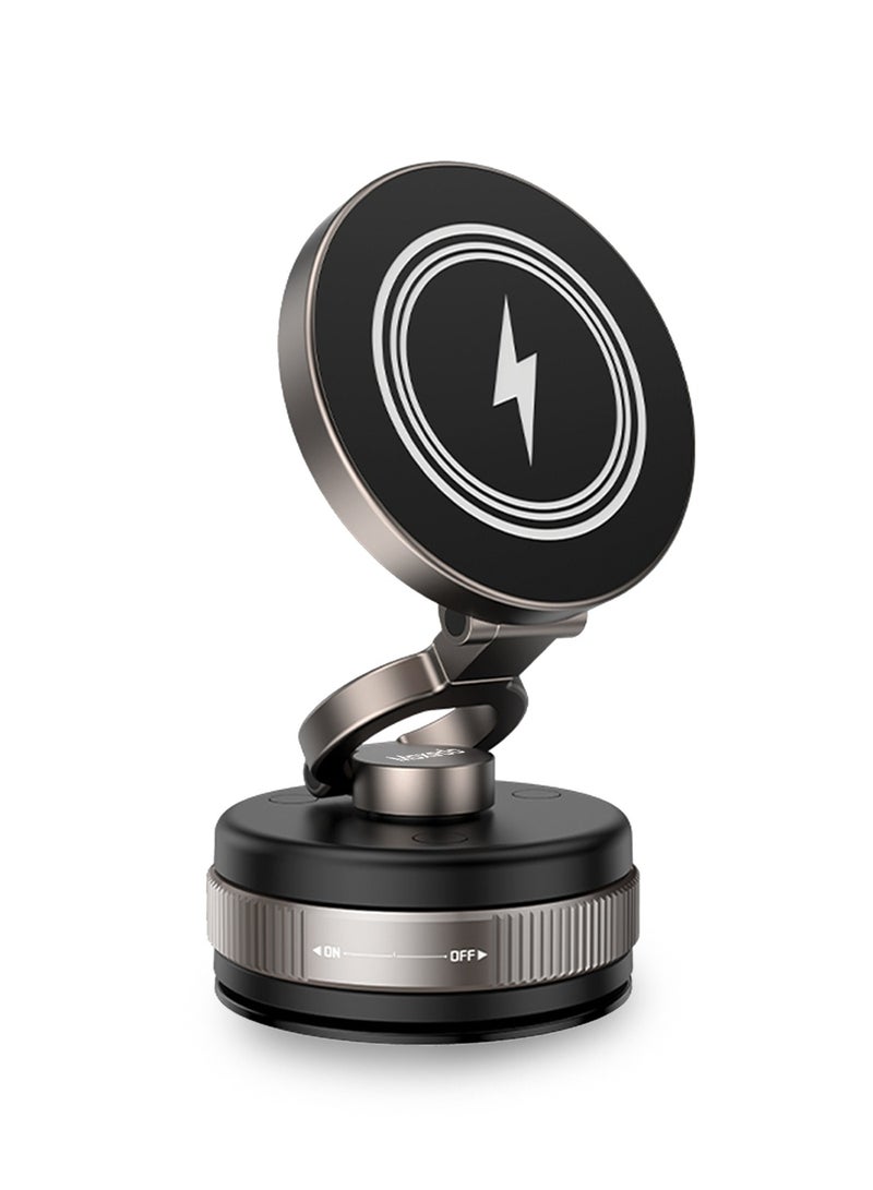 Moxedo 2 in 1 Car Phone Holder 15W Wireless Car Charger Vacuum Suction Cup Phone Holder for Dashboard / Windshield with Metal Plate Compatible for All Smartphones - Image 1