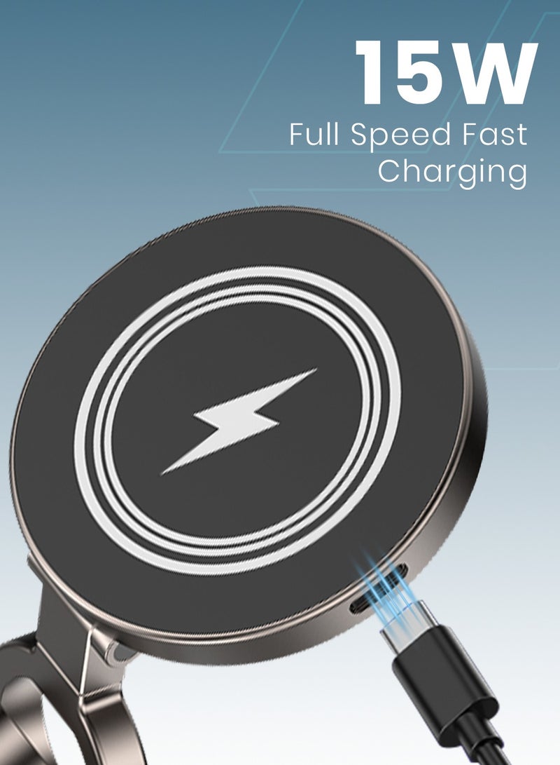 Moxedo 2 in 1 Car Phone Holder 15W Wireless Car Charger Vacuum Suction Cup Phone Holder for Dashboard / Windshield with Metal Plate Compatible for All Smartphones - Image 4