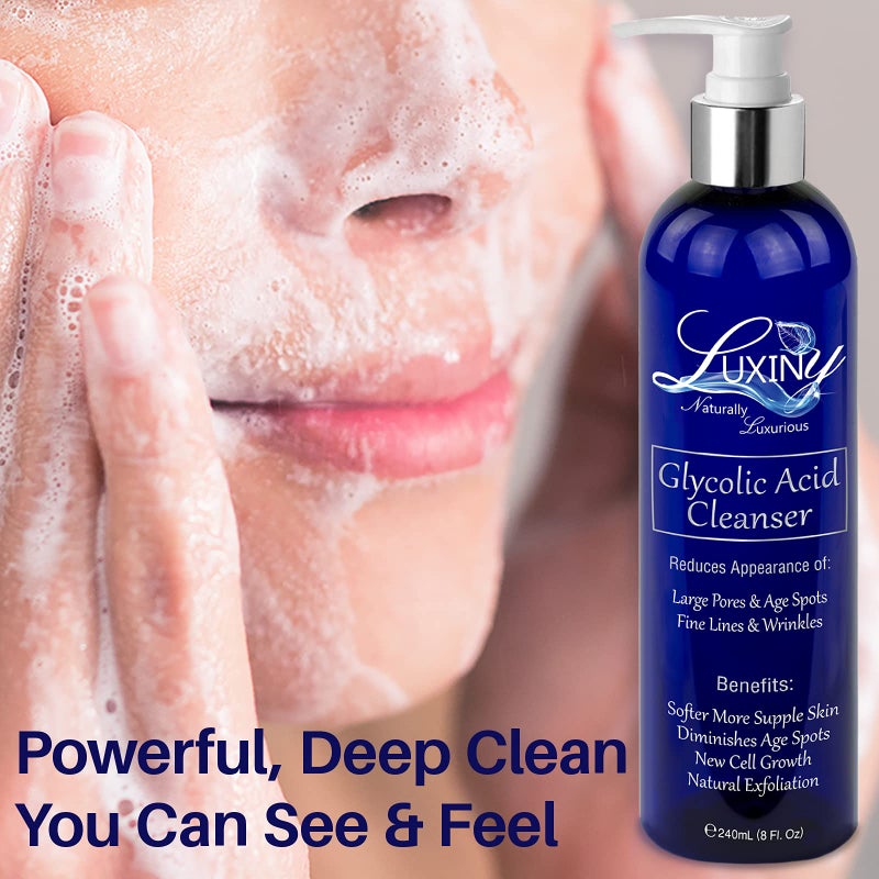 Luxiny 10% Glycolic Acid Face Wash & Exfoliating Cleanser, 8 oz â€“ Vegan, Natural AHA Facial & Acne Body Wash for Women and Men â€“ Pore Minimizer - Image 5