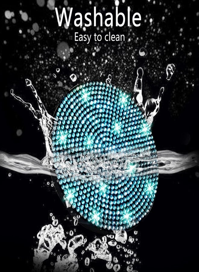 NBTEPEM 2pcs Bling Car Cup Holder Coaster, 2.75 inch Anti-Slip Shockproof Universal Fashion Car Coasters Insert Bling Crystal Rhinestone Automotive Interior Accessories for Women (2 pcs, Aquamrine) - Image 3