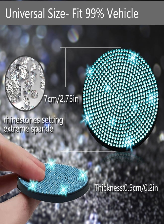 NBTEPEM 2pcs Bling Car Cup Holder Coaster, 2.75 inch Anti-Slip Shockproof Universal Fashion Car Coasters Insert Bling Crystal Rhinestone Automotive Interior Accessories for Women (2 pcs, Aquamrine) - Image 2