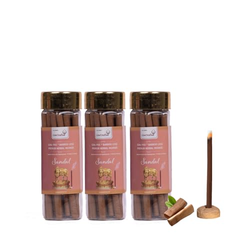 GOW DURBAR GowDurbar Bamboo-Less Sandal Rejuvenating Agarbatti 65g (Pack of 3) | Organic Incense Sticks with Panchagavya & Herbs | Eco-Friendly | for Pooja, Yoga & Meditation - Image 1