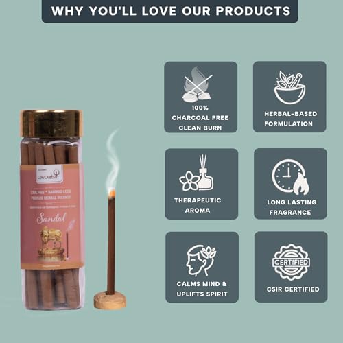 GOW DURBAR GowDurbar Bamboo-Less Sandal Rejuvenating Agarbatti 65g (Pack of 3) | Organic Incense Sticks with Panchagavya & Herbs | Eco-Friendly | for Pooja, Yoga & Meditation - Image 3