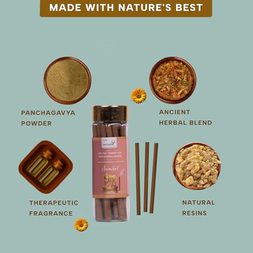 GOW DURBAR GowDurbar Bamboo-Less Sandal Rejuvenating Agarbatti 65g (Pack of 3) | Organic Incense Sticks with Panchagavya & Herbs | Eco-Friendly | for Pooja, Yoga & Meditation - Image 4