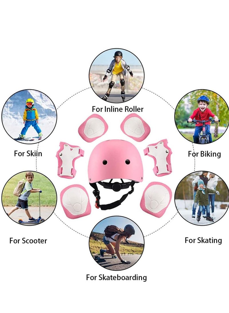 Kids Bike Helmet, Sports Protective Gear with Knee Pads and Elbow Pads, Children Protective Gear Kit for Skateboarding