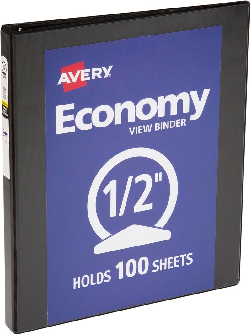 Avery Economy View Binder with Round Ring, 0.5 Inch Capacity, Black - Image 1