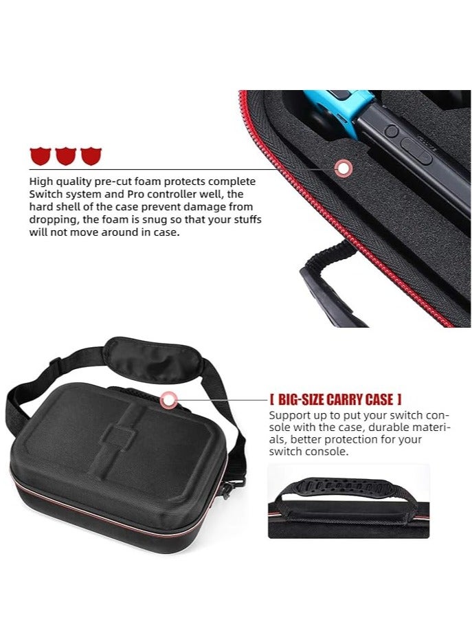 Luxury travel carrying case for Nintendo Switch and Switch OLED, sturdy large storage pouch for accessories, console, base, Joy-Cons, Joncon Grip, Pro controller - with shoulder strap - Image 4