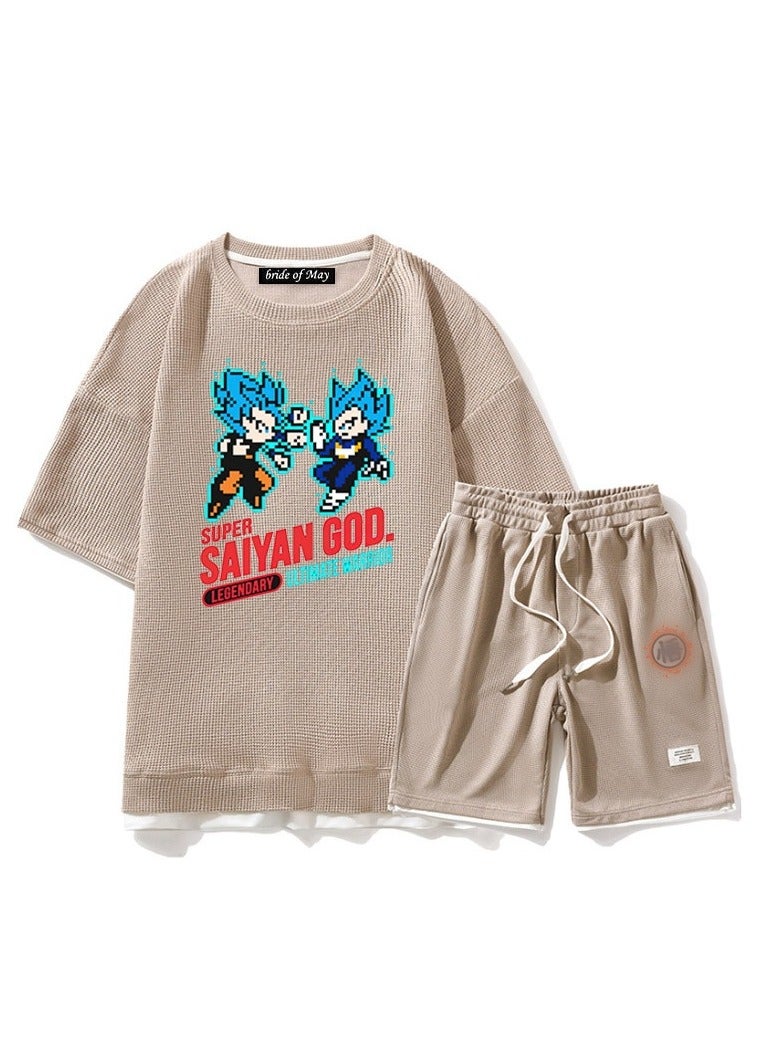 KUYING New Dragon Ball Short Sleeve Shorts Loose Two Piece Set  - Image 1