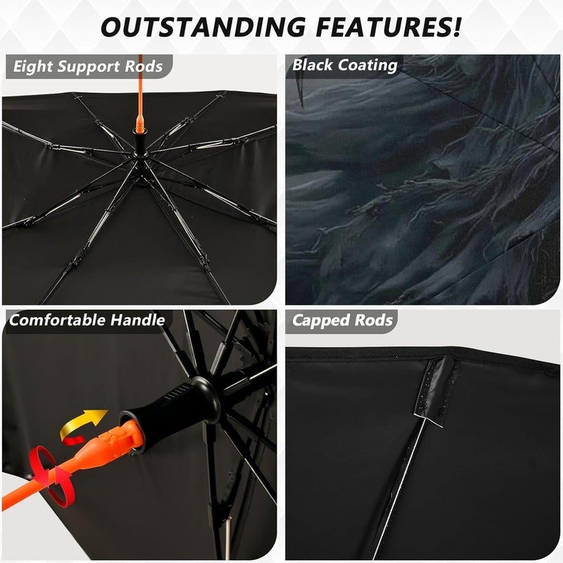 Windshield Sun Shade Umbrella Grim Reaper Gothic – Fashion Design, Protect Car from Sun & Heat Damage, Easy Store, Universal Fit 55” x 27.5” - Image 4
