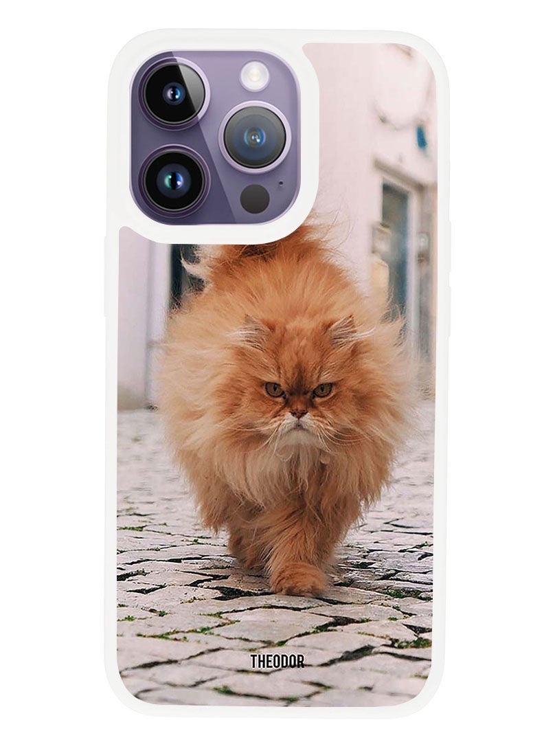 Theodor Protective Case Anti Scratch Shock Proof Cover For APPLE IPHONE 14 PRO MAX Wild Cat (White Bumper) - Image 1