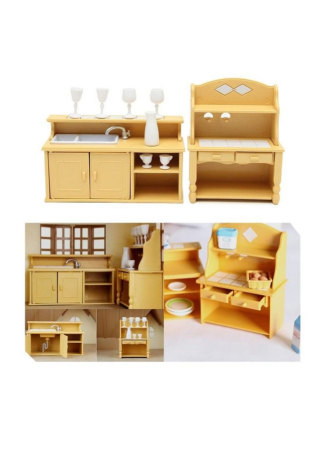 Acxico 2Pcs Plastic Kitchen Cabinet Miniature Furniture Room Item Set Mini Accessory - Image 2