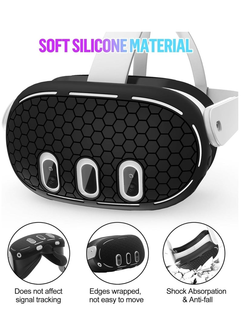 Generic Silicone Cover Set Compatible with Oculus/Meta Quest 3 VR Accessories Protective Cover Includes Controller Grips Front Shell Headset Cover and Face Cover Lens Protector  - Image 3