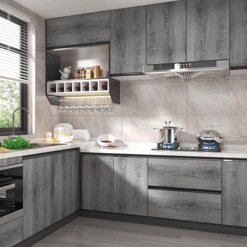 Stickyart Thick Grey Wood Cabinet Wallpaper Wood Grain Contact Paper Peel and Stick Vintage Wallpaper Self Adhesive Removable Gray Wood Paper for Countertops Cabinets Drawers Closet Shelves 12"x80" - Image 2