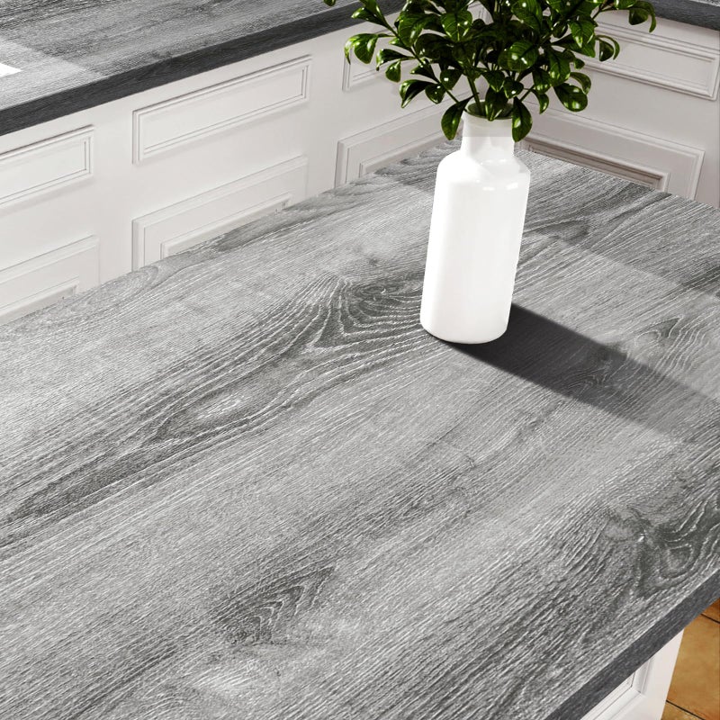 Stickyart Thick Grey Wood Cabinet Wallpaper Wood Grain Contact Paper Peel and Stick Vintage Wallpaper Self Adhesive Removable Gray Wood Paper for Countertops Cabinets Drawers Closet Shelves 12"x80" - Image 1