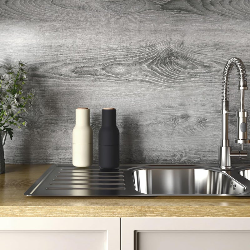 Stickyart Thick Grey Wood Cabinet Wallpaper Wood Grain Contact Paper Peel and Stick Vintage Wallpaper Self Adhesive Removable Gray Wood Paper for Countertops Cabinets Drawers Closet Shelves 12"x80" - Image 4