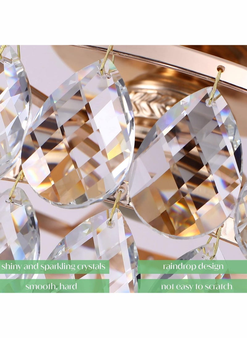 LOOPITYS Golden crystal chandelier, small mini chandelier, modern embedded crystal chandelier, (diameter 30CM/11.8 inch bulb base: E27, excluding bulbs) corridor ceiling lighting, corridor bedroom hall living room ceiling - Image 5