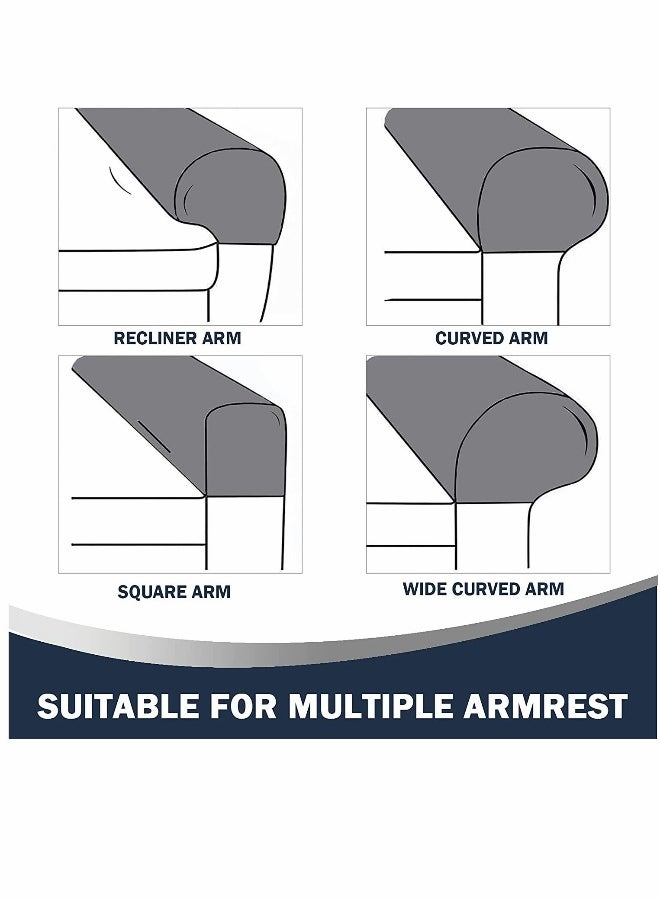 Sofa Armrest Covers, Stretch Silver Fox Velvet-Plush Arm Covers, for Chairs and Sofas Anti-Slip Couch Armrest Covers with Sticker Furniture Armrest Protector, Set of 2, Grey - Image 2
