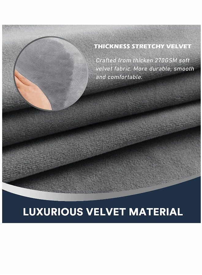 Sofa Armrest Covers, Stretch Silver Fox Velvet-Plush Arm Covers, for Chairs and Sofas Anti-Slip Couch Armrest Covers with Sticker Furniture Armrest Protector, Set of 2, Grey - Image 5