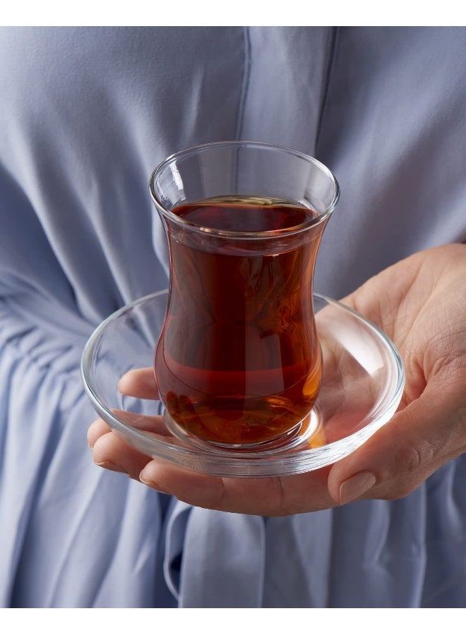 باساباتشي أكواب وصحون شاي تركية فاخرة من باساباخه، مجموعة من 12، مثالية لحفلات الشاي، الهدايا، تدفئة المنزل، حفلات الزفاف، الذكرى السنوية - Image 4