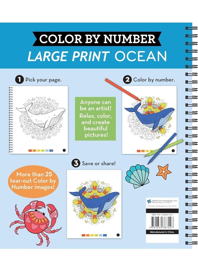 null - Publications International Brain Games - Color by Number - Large Print: Ocean - Image 1