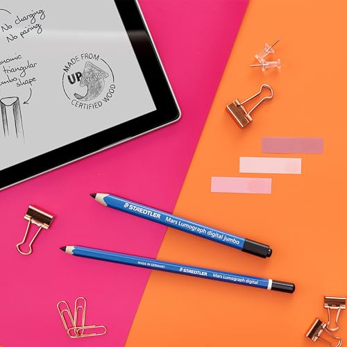 STAEDTLER Mars Lumograph Classic Digital Stylus Pen: No Charging, EMR Palm Rejection, 4.096 Pressure Levels, Hexagonal Shape, Natural Writing and Drawing on Touchscreen Tablet, Laptop, Phone - Image 3