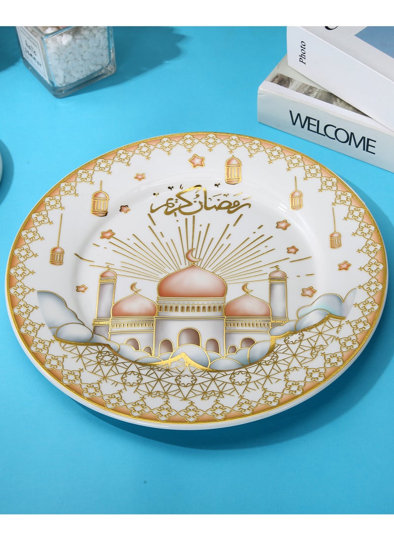 Liying 6Pcs Ramadan Dessert Plate Set 21*21CM (S) for Ceramic Serving Display Decoration, Ramadan Decorations for Table, Dessert Tray, Ramadan Serving Plate, Display Holder Decor Ornament Plate - Image 2